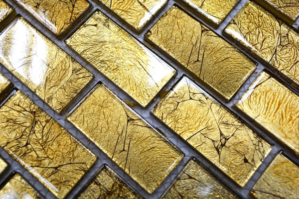 Muestra de mano mosaico azulejo Ladrillo translúcido Mosaico de vidrio Estructura de oro cristal MOS120-0744_m