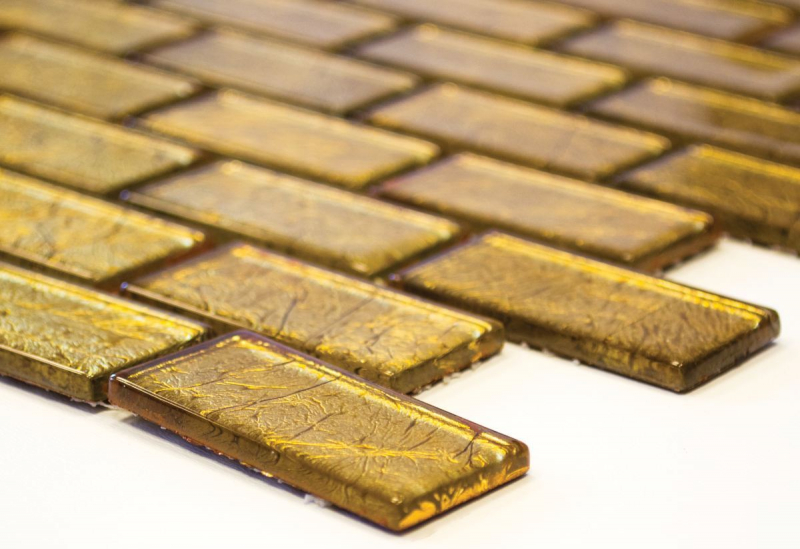 Muestra de mano mosaico azulejo Ladrillo translúcido Mosaico de vidrio Estructura de oro cristal MOS120-0744_m