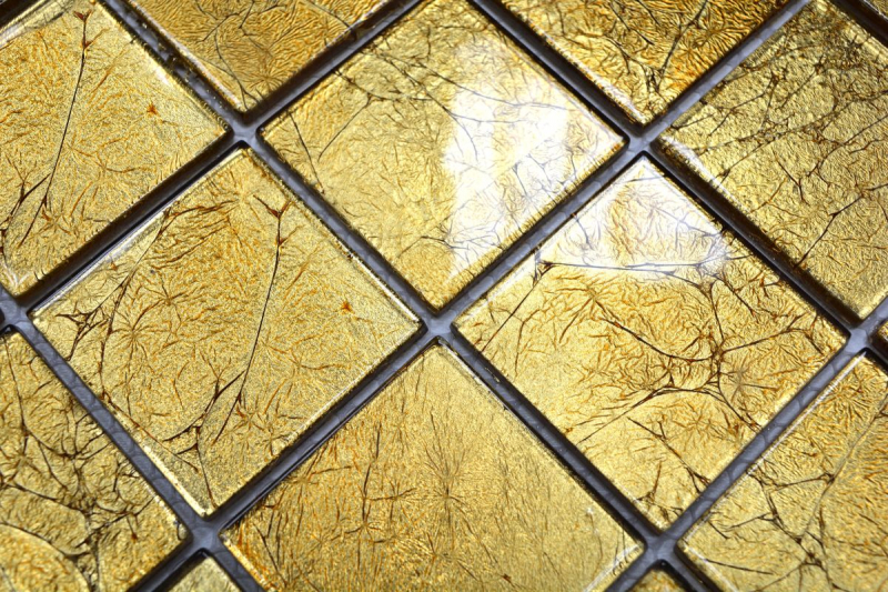 Muestra de mano mosaico azulejo Mosaico de vidrio translúcido Estructura de oro cristal MOS120-0746_m