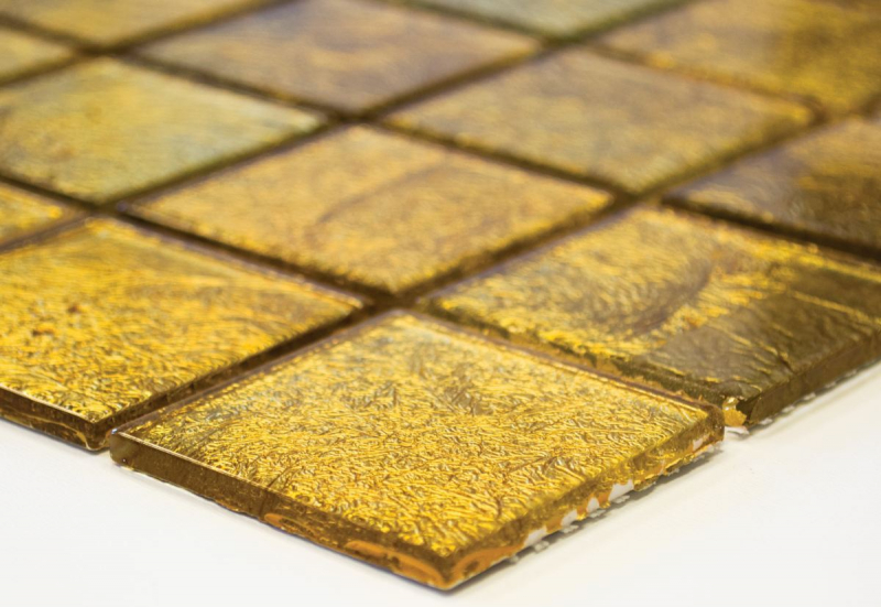 Muestra de mano mosaico azulejo Mosaico de vidrio translúcido Estructura de oro cristal MOS120-0746_m