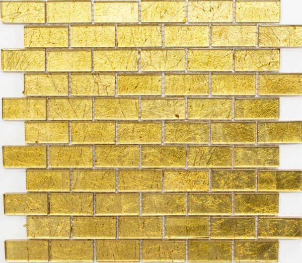 Muestra de mano mosaico azulejo Ladrillo translúcido Mosaico de cristal Estructura de oro MOS120-0784_m