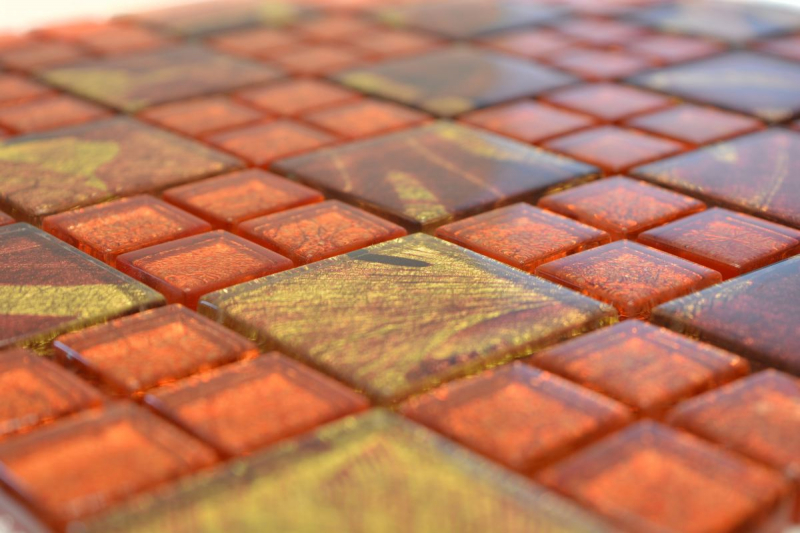Muestra de mano mosaico azulejo Mosaico de vidrio combinado translúcido Crystal Sunrise naranja MOS88-8SRO_m