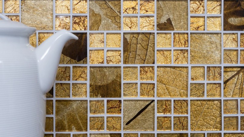 Mosaico de vidrio de oro mosaico de azulejos Desierto azulejo backsplash cocina ducha pared MOS88-8DSG