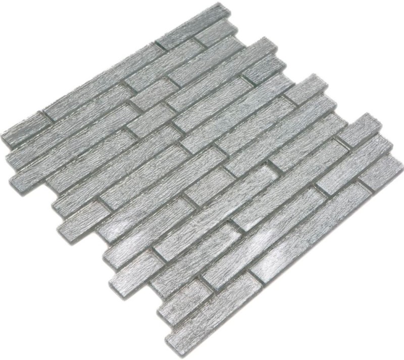 Mosaico de vidrio plata mosaico azulejo espejo compuesto de vidrio mosaico varillas chic plata MOS86-8CSV