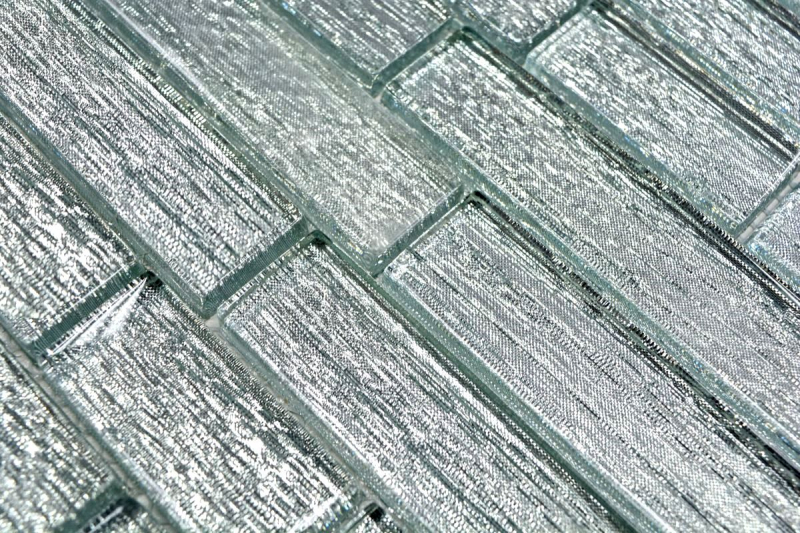 Muestra de mano mosaico azulejo Mosaico de vidrio compuesto translúcido Crystal Chic plata MOS86-8CSV_m