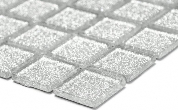 Muestra de mano mosaico azulejo Mosaico de vidrio translúcido Cristal plata martillado MOS60-0207_m