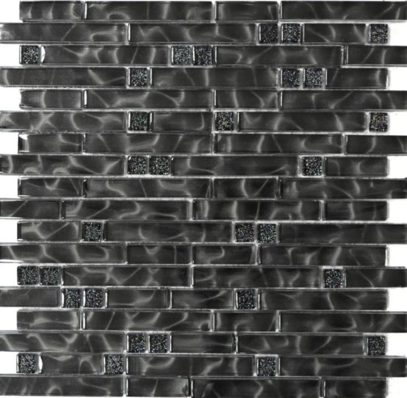 Muestra de mano mosaico azulejo Mosaico de vidrio compuesto translúcido Crystal Chic negro MOS87-MV708_m