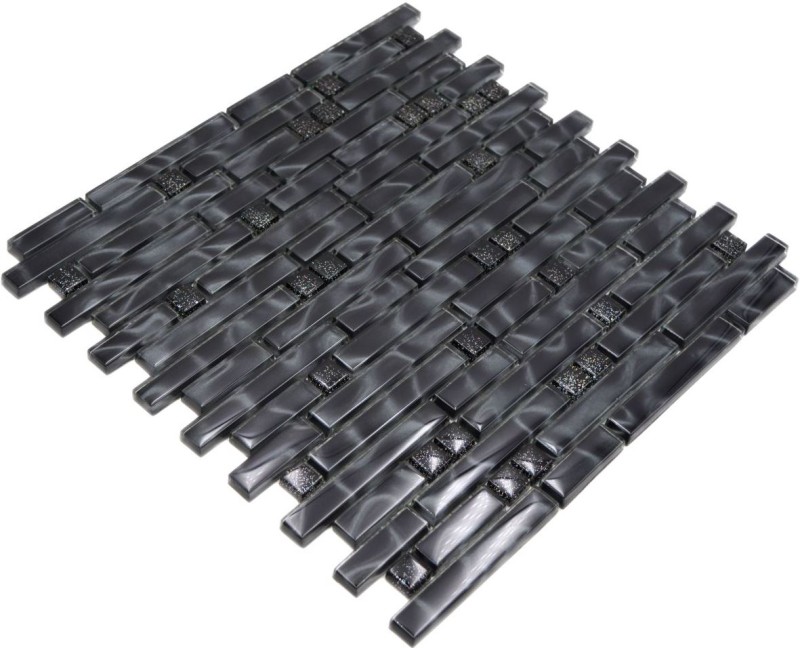 Mosaico de vidrio varillas mosaico azulejos brillo gris antracita negro MOS87-MV708