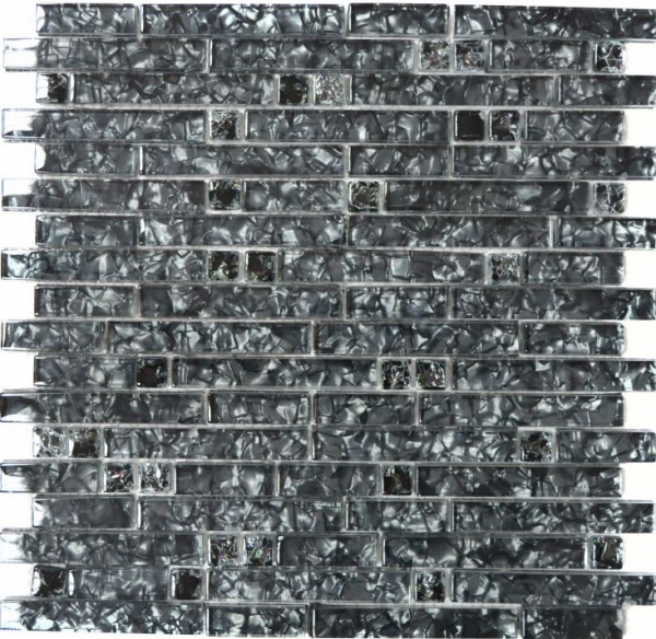 Mosaico mosaico de vidrio compuesto negro translúcido Piedra de cristal negro MOS87-MV718_f | 10 esteras de mosaico