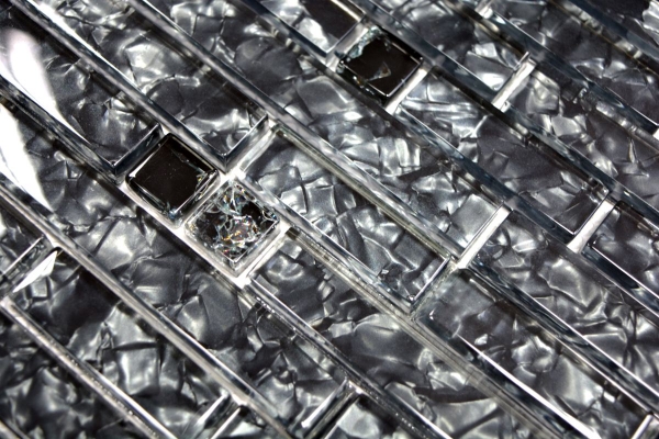 Mosaico mosaico de vidrio compuesto negro translúcido Piedra de cristal negro MOS87-MV718_f | 10 esteras de mosaico