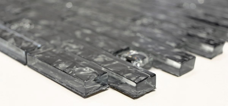 Mosaico mosaico de vidrio compuesto negro translúcido Piedra de cristal negro MOS87-MV718_f | 10 esteras de mosaico