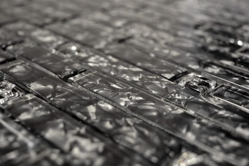 Mosaico mosaico de vidrio compuesto negro translúcido Piedra de cristal negro MOS87-MV718_f | 10 esteras de mosaico