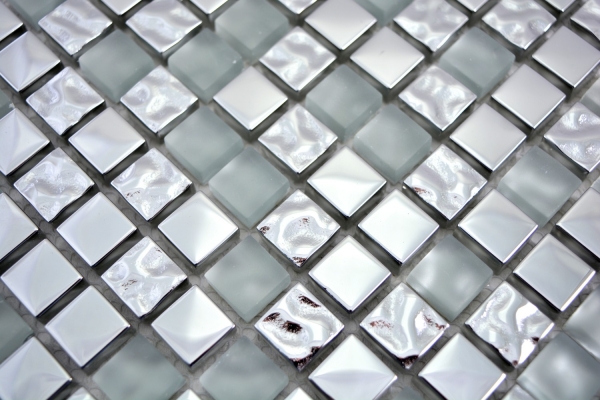 Azulejo de mosaico de muestra de mano Mosaico de vidrio translúcido Cristal EP Vidrio plateado esmerilado MOS92-0217_m