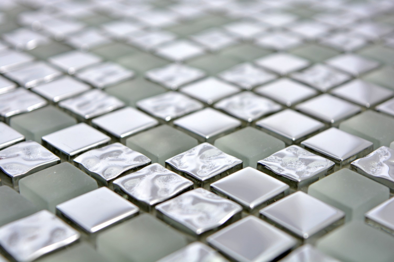 Azulejo de mosaico de muestra de mano Mosaico de vidrio translúcido Cristal EP Vidrio plateado esmerilado MOS92-0217_m
