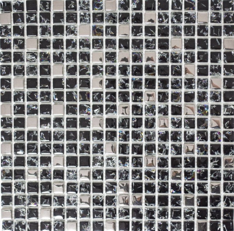 Muestra de mano mosaico azulejo Translúcido negro plata Mosaico de vidrio Cristal EP negro plata MOS92-1099_m