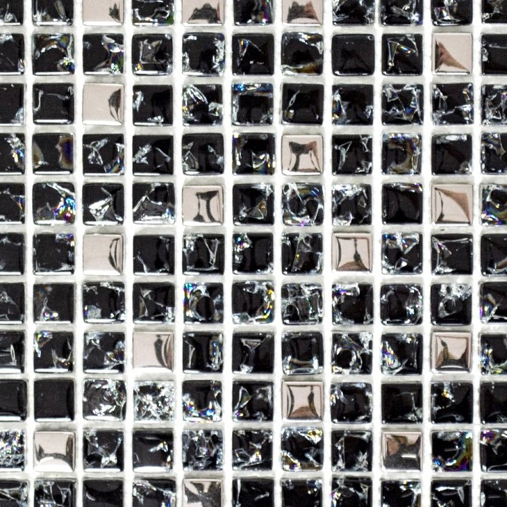 Muestra de mano mosaico azulejo Translúcido negro plata Mosaico de vidrio Cristal EP negro plata MOS92-1099_m