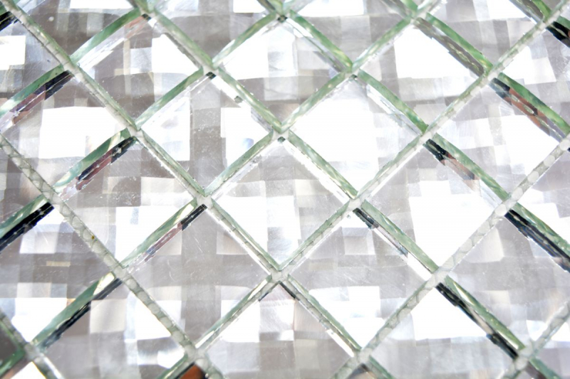 Mosaico de vidrio diamante mirada mosaico azulejo plata azulejo backsplash cocina MOS130-0204