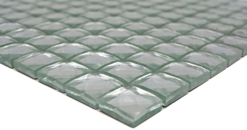 Mosaico de vidrio diamante mirada mosaico azulejo plata azulejo backsplash cocina MOS130-0208