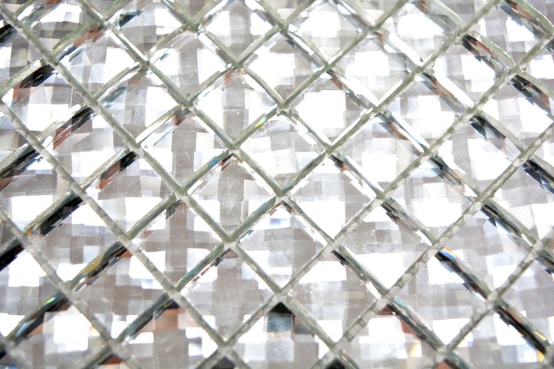 Mosaico de vidrio diamante mirada mosaico azulejo plata azulejo backsplash cocina MOS130-0208