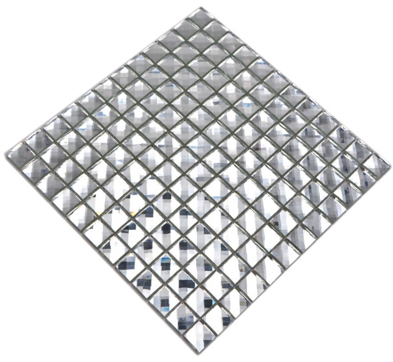 Mosaico de vidrio diamante mirada mosaico azulejo plata azulejo backsplash cocina MOS130-0208