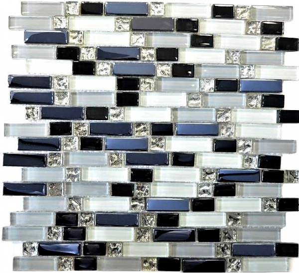 Muestra de mano mosaico azulejo translúcido blanco gris negro mosaico de vidrio compuesto Crystal EP blanco gris negro MOS87-IL007_m