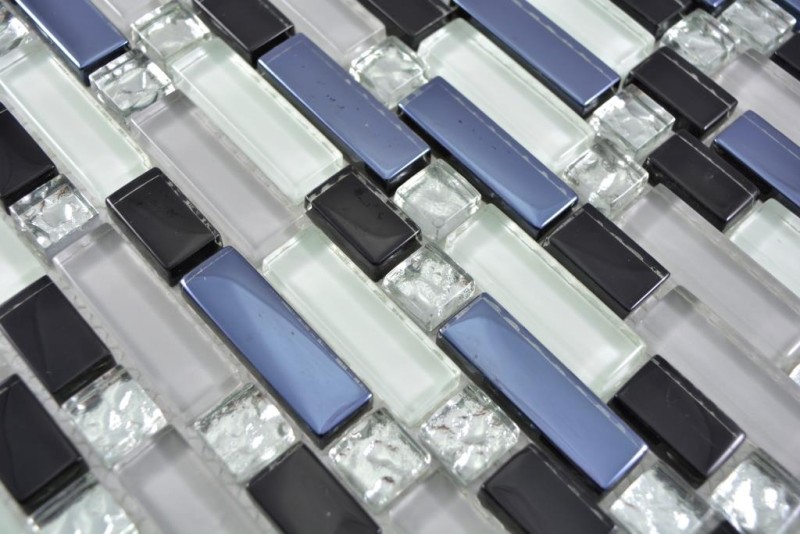Varillas de mosaico de vidrio Mosaicos blanco gris negro grafito Galvanizado MOS87-IL007