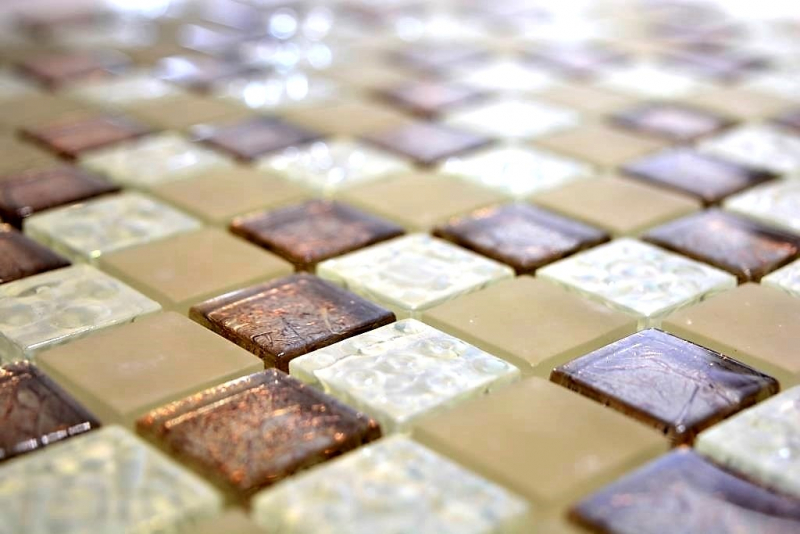 Muestra de mano mosaico azulejo Champán translúcido Mosaico de vidrio Cristal lustre champán MOS88-8LU80_m