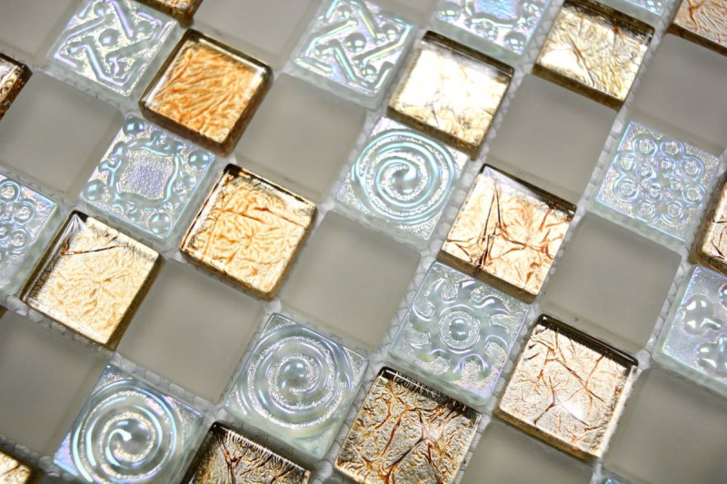 Lustre de lujo de mosaico de vidrio de lujo azulejos de mosaico Crystal champagne oro MOS88-8LU80