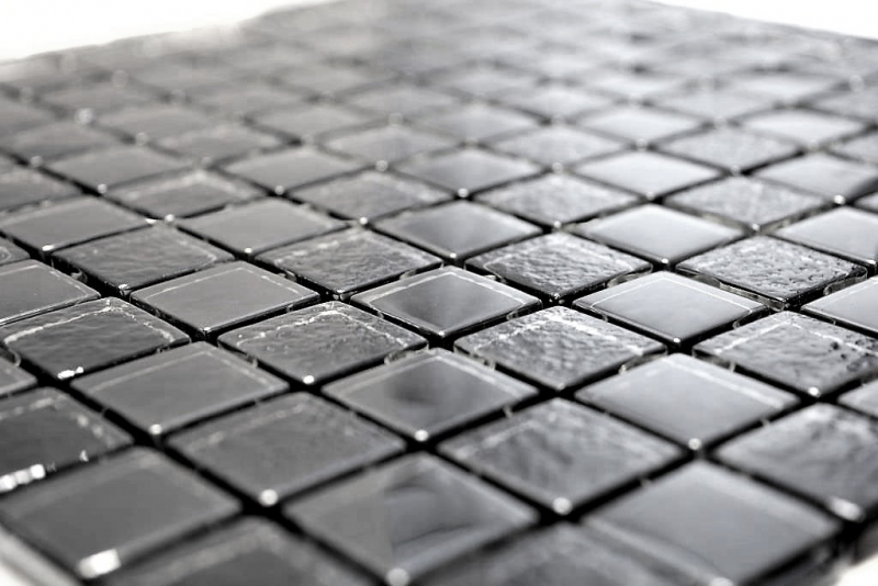Muestra de mano mosaico azulejo translúcido negro mosaico de vidrio cristal lustre negro MOS88-8LU89_m