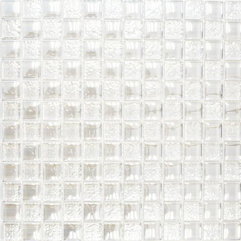 Muestra de mano mosaico azulejo Azulejo espejo translúcido blanco Mosaico de vidrio Cristal lustre blanco MOS88-8LU90_m