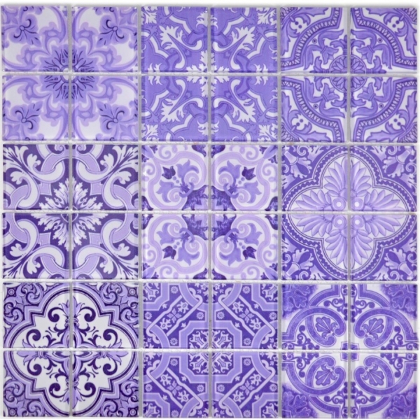Muestra de mano retro vintage mosaico azulejo translúcido púrpura mosaico de vidrio Cristal ITALIA MOS68-Retro-I_m