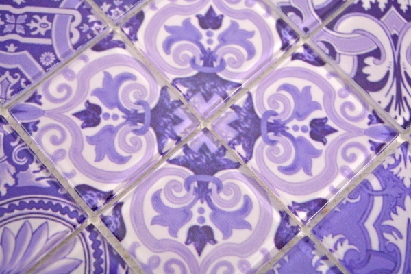 Muestra de mano retro vintage mosaico azulejo translúcido púrpura mosaico de vidrio Cristal ITALIA MOS68-Retro-I_m