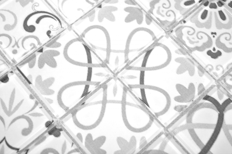 Muestra de mano retro vintage mosaico azulejo mosaico de vidrio gris translúcido Cristal ALEMANIA MOS68-Retro-G_m