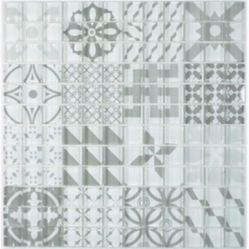 Muestra de mano retro vintage mosaico mosaico de vidrio gris translúcido Crystal Design gris MOS88-Retro-35_m
