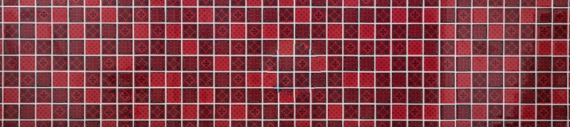 Muestra de mano retro vintage mosaico azulejo translúcido rojo vidrio mosaico cristal mirada rojo MOS78B-0902_m