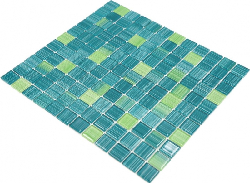 Mosaico de vidrio mosaico azulejos línea amarillo turquesa verde piscina mosaico de la piscina MOS64-0509