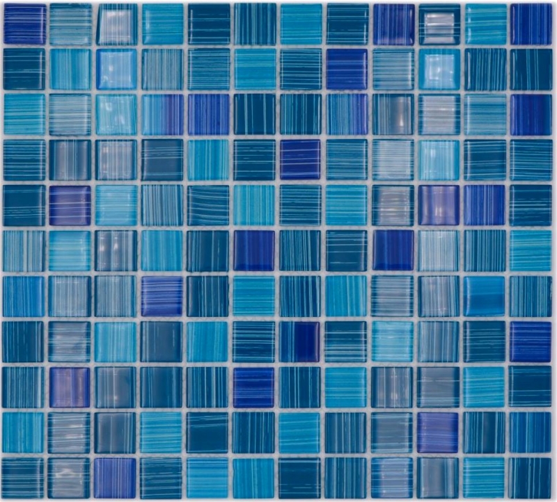 Mosaico de vidrio azulejos de mosaico línea azul turquesa piscina mosaico de la piscina MOS64-0409