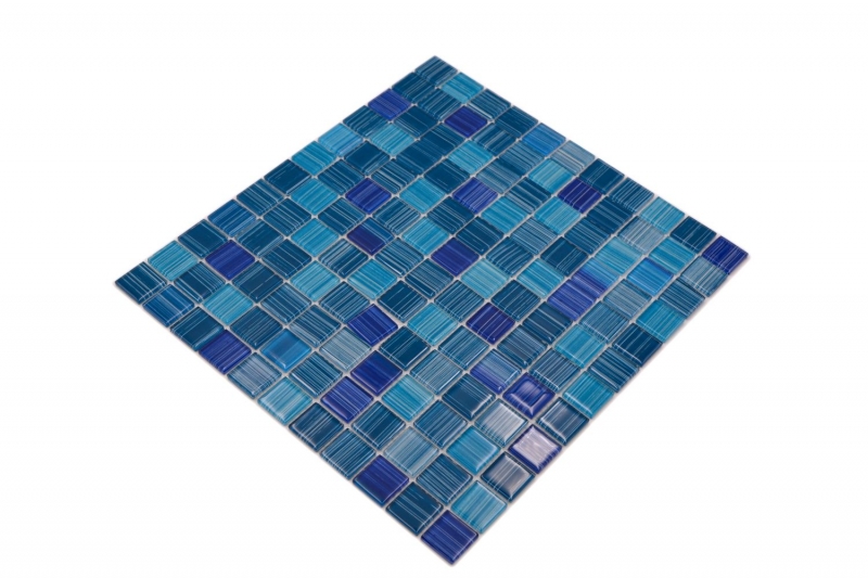 Mosaico de vidrio azulejos de mosaico línea azul turquesa piscina mosaico de la piscina MOS64-0409