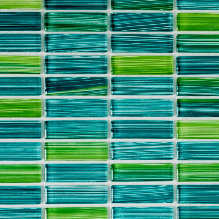 Muestra de mano azulejo mosaico Varillas verde translúcido Mosaico de vidrio Cristal verde MOS77-0508_m