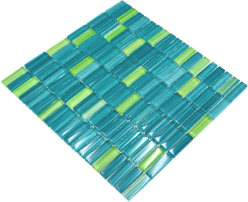 Mosaico de vidrio estilo mosaico de azulejos palos botellas verde turquesa kiwi cocina splashback MOS77-0508