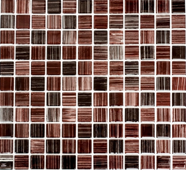 Muestra de mano azulejo mosaico Translúcido marrón veteado Mosaico de vidrio Cristal marrón veteado MOS64-1309_m