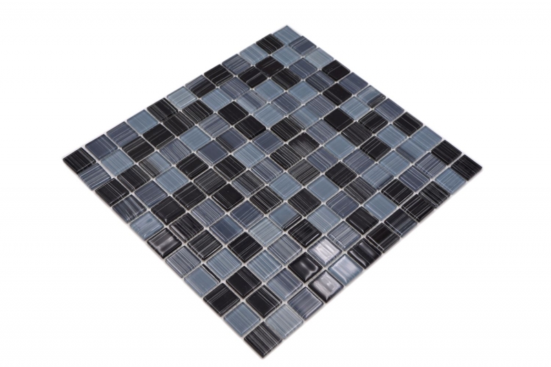 Mosaico de vidrio mosaico azulejos línea antracita negro piscina mosaico piscina mosaico MOS64-0302