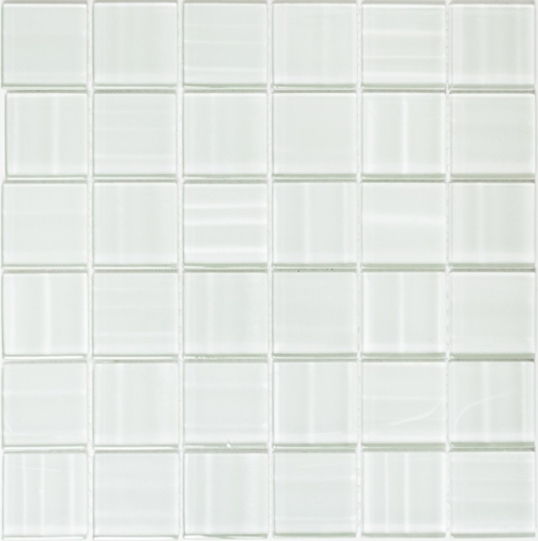 Muestra de mano mosaico azulejo Blanco translúcido Mosaico de vidrio Cristal Holograma Código de barras blanco MOS110-0104_m