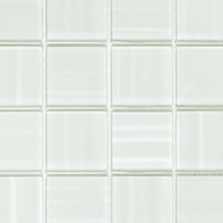 Muestra de mano mosaico azulejo Blanco translúcido Mosaico de vidrio Cristal Holograma Código de barras blanco MOS110-0104_m