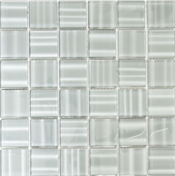 Muestra de mano mosaico azulejo Gris translúcido Mosaico de vidrio Cristal Holograma Código de barras gris MOS110-0202_m