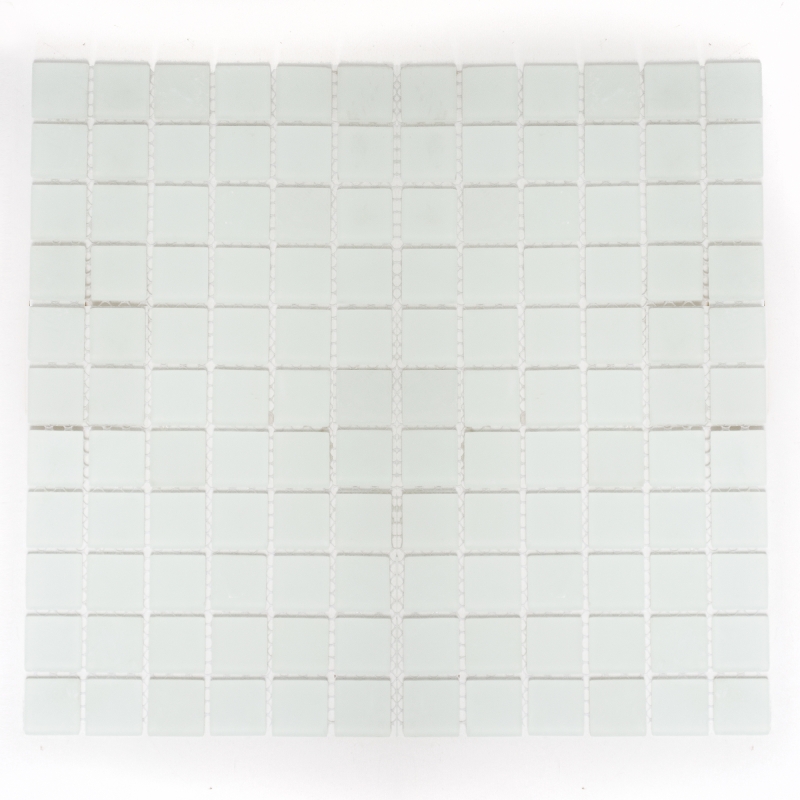 Mosaico de azulejos de vidrio de leche blanca con tinte verde mosaico de vidrio mate esmerilado mosaico estera MOS60-0111