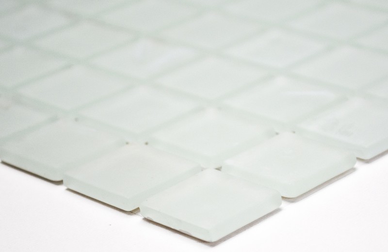 Mosaico de azulejos de vidrio de leche blanca con tinte verde mosaico de vidrio mate esmerilado mosaico estera MOS60-0111