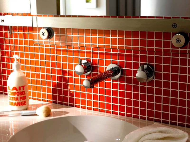 Mosaico de azulejos de vidrio mosaico rojo BAÑO WC cocina PARED mosaico estera MOS60-0904