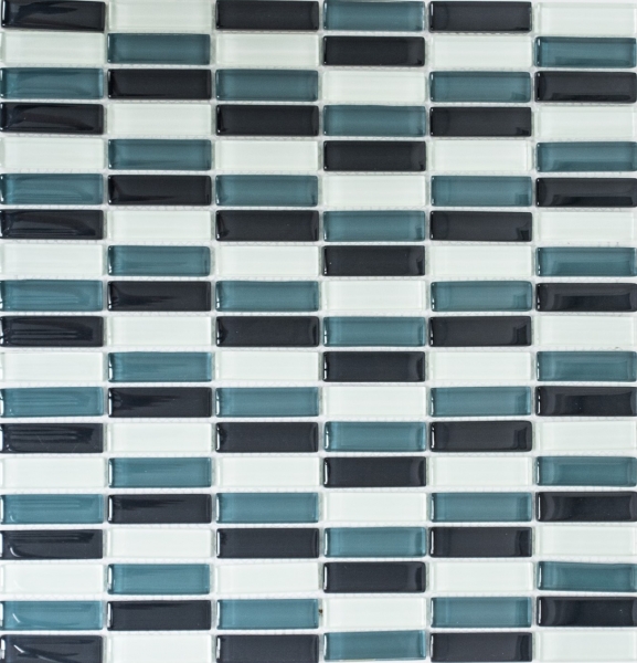 Muestra de mano azulejo mosaico Varillas gris translúcido Mosaico de vidrio Gris cristal BAÑO WC Cocina PARED MOS77-0204_m