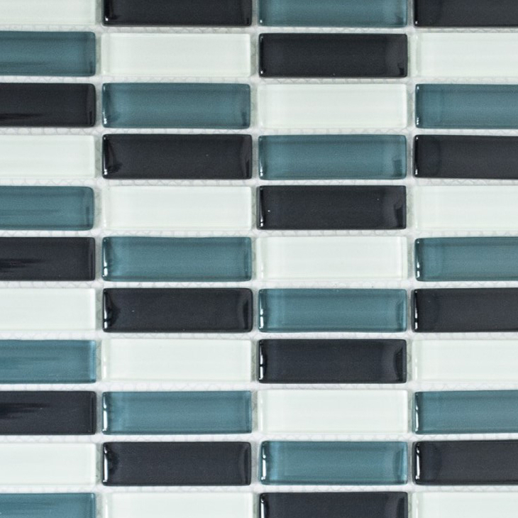 Muestra de mano azulejo mosaico Varillas gris translúcido Mosaico de vidrio Gris cristal BAÑO WC Cocina PARED MOS77-0204_m